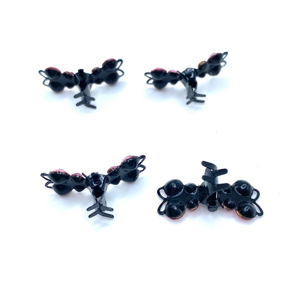 Hair Clips Set Of 4 Blue Rhinestone Butterfly Mini Claws Updos - Picture 8 of 9